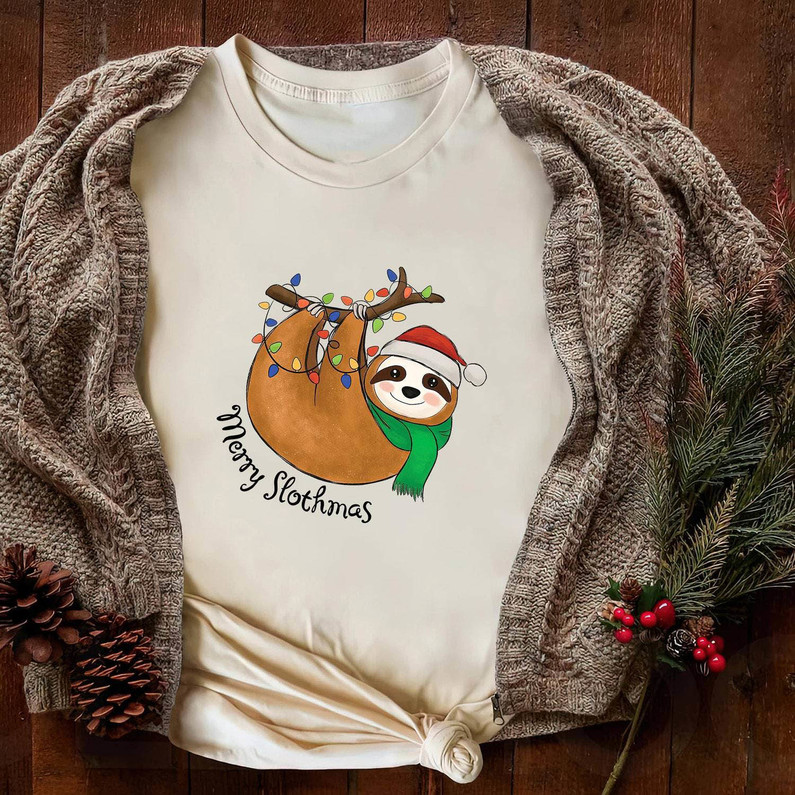 Sloth Christmas Cute Shirt, Funny Christmas Long Sleeve Unisex Hoodie