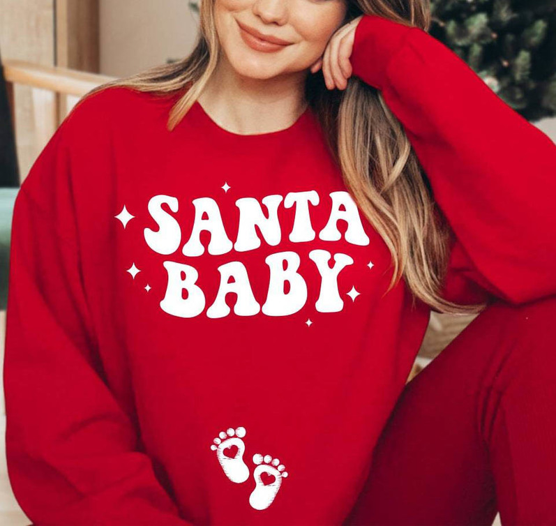 Santa Baby Shirt, Announcement Christmas Short Sleeve Sweater