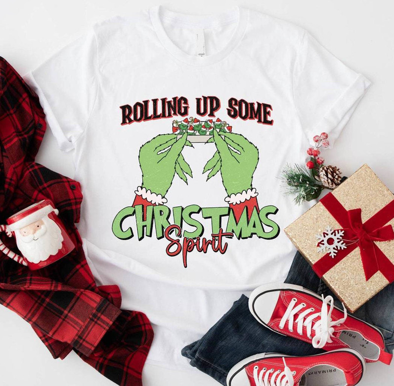 Rolling Up Some Christmas Spirit Shirt, Retro Christmas Unisex Hoodie Tee Tops