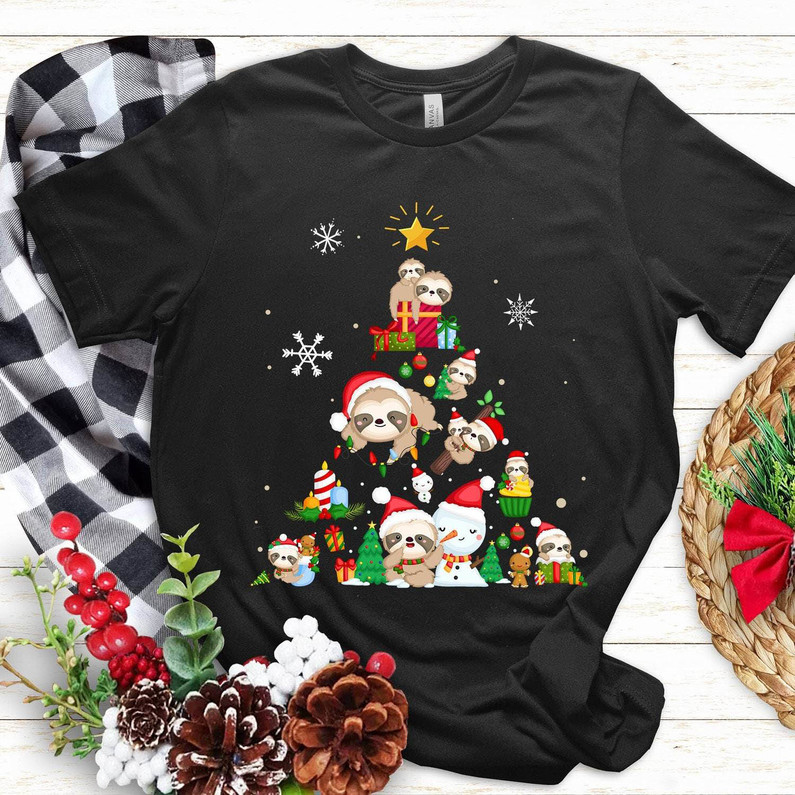 Sloth Christmas Shirt, Merry Slothmas Short Sleeve Tee Tops