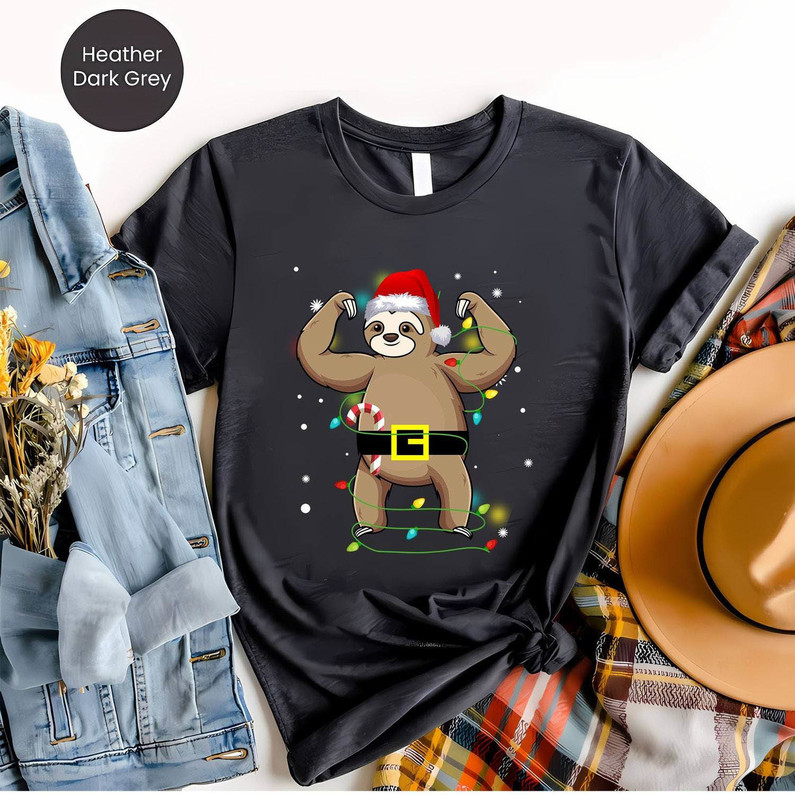Cute Funny Sloth Christmas Light Shirt, Sloth Cute Unisex Hoodie Tee Tops