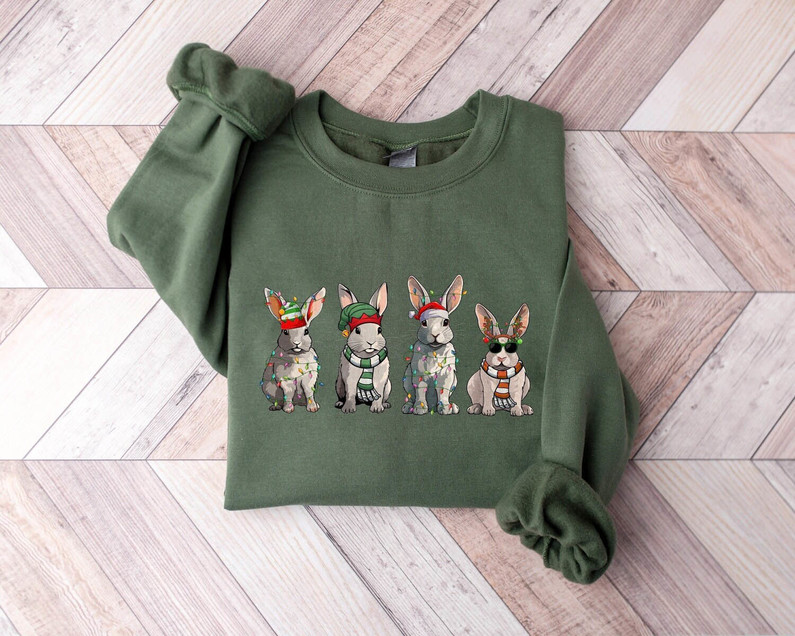 Rabbits Christmas Shirt, Cute Christmas Bunnies Tank Top Sweater