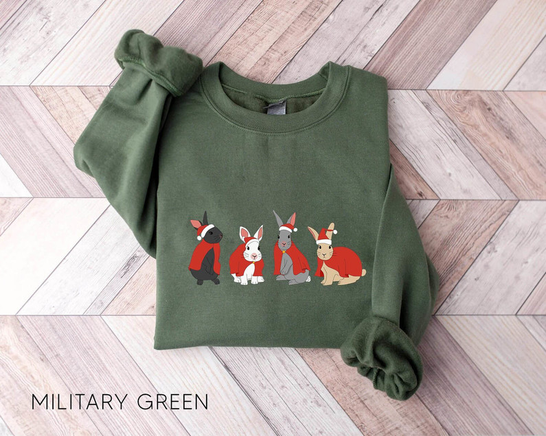 Christmas Bunnies Shirt, Winter Season Rabbit Sweater Long Sleeve