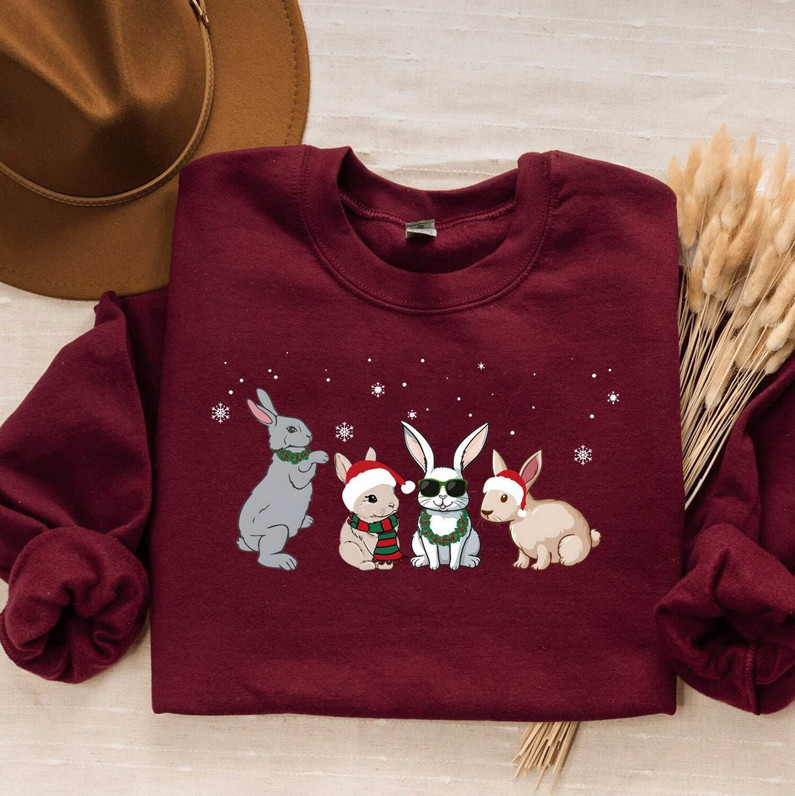 Rabbits Christmas Shirt, Bunny Lover Xmas Tee Tops Crewneck Sweatshirt