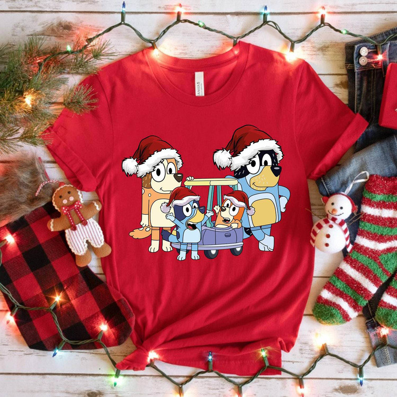 Bluey Dog Christmas Funny Shirt, Christmas Holiday Unisex T Shirt Short Sleeve