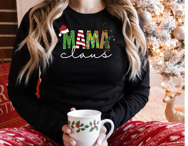 Mama Claus Shirt, Mom Cozy Christmas Unisex Hoodie Crewneck Sweatshirt