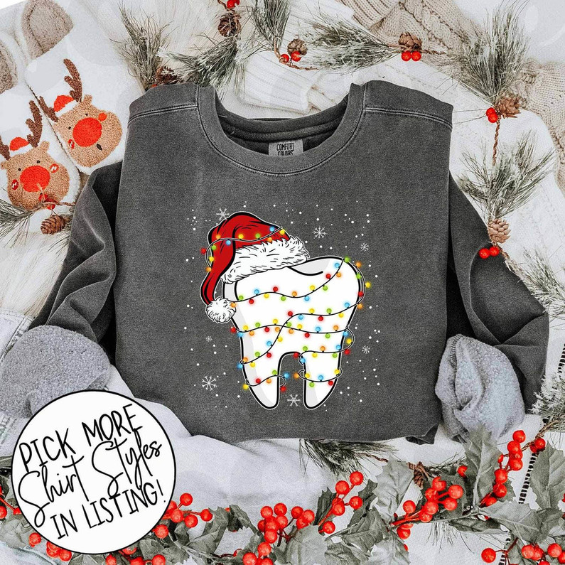 Christmas Teeth Shirt, Dental Christmas Cute Unisex Hoodie Short Sleeve