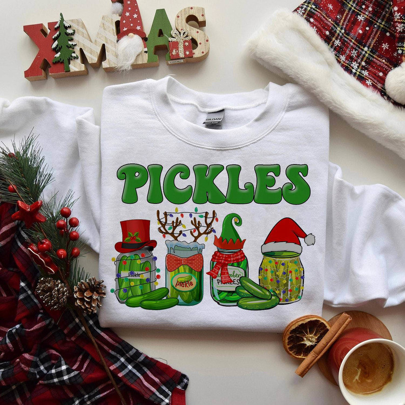 Canned Pickles Christmas Shirt, Pickle Lover Short Sleeve Tee Tops