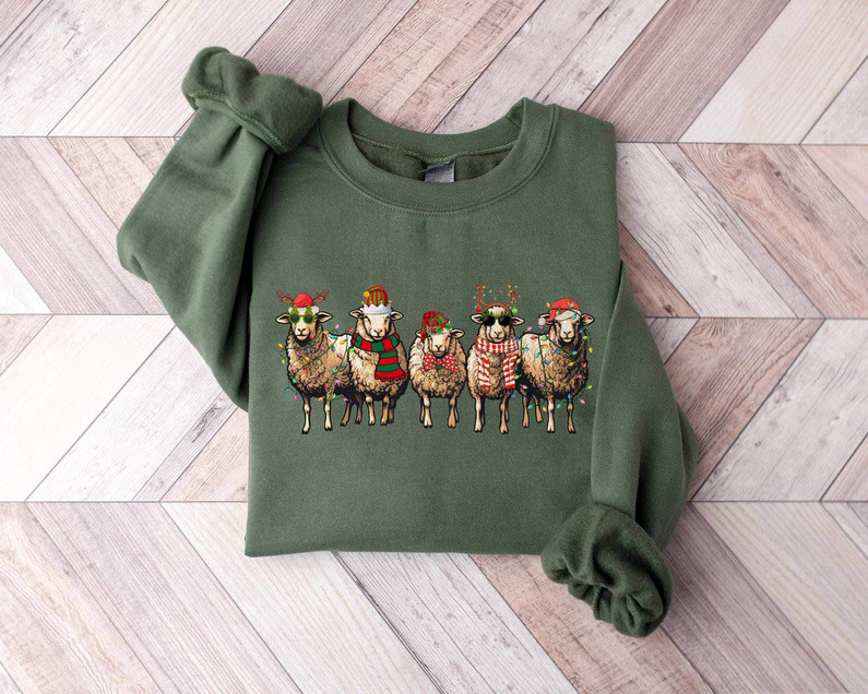 Sheep Christmas Shirt, Christmas Farmer Short Sleeve Sweater
