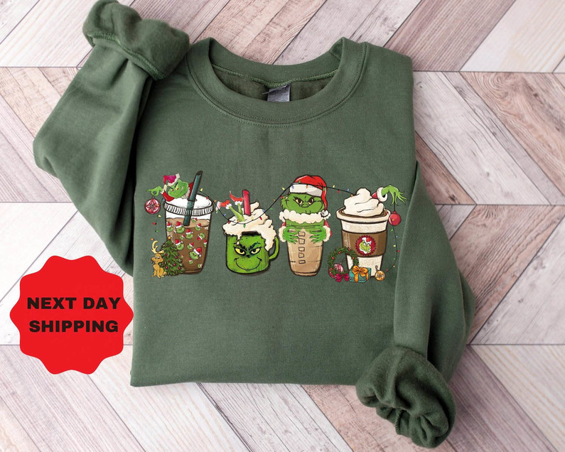 Grinch Christmas Coffee Cute Shirt, Christmas Coffee Short Sleeve Unisex T Shirt