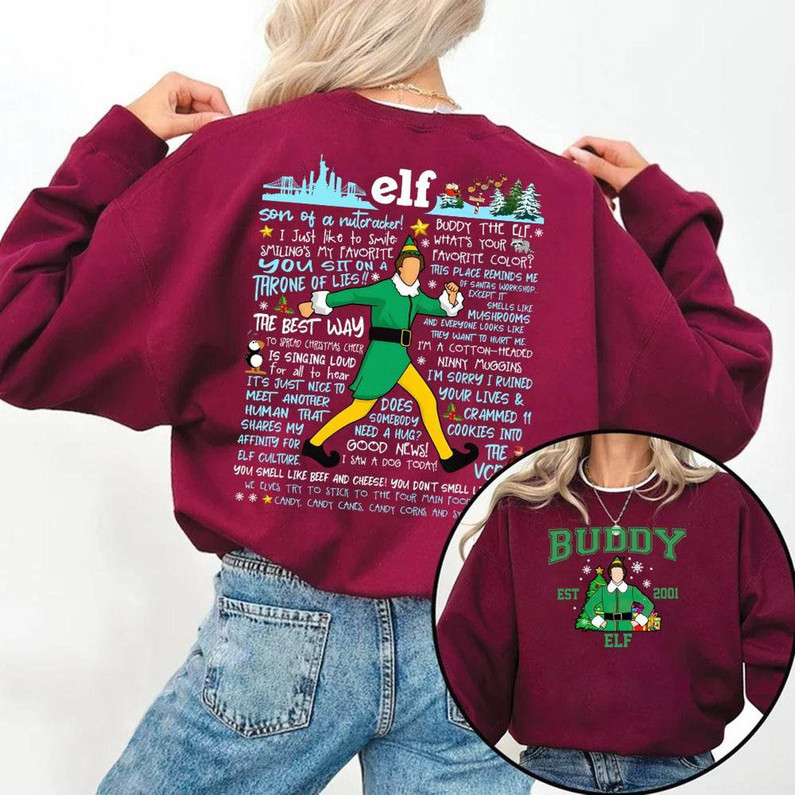 Buddy Elf Omg Santa I Know Him Shirt, Elf Christmas 2023 Long Sleeve Tee Tops