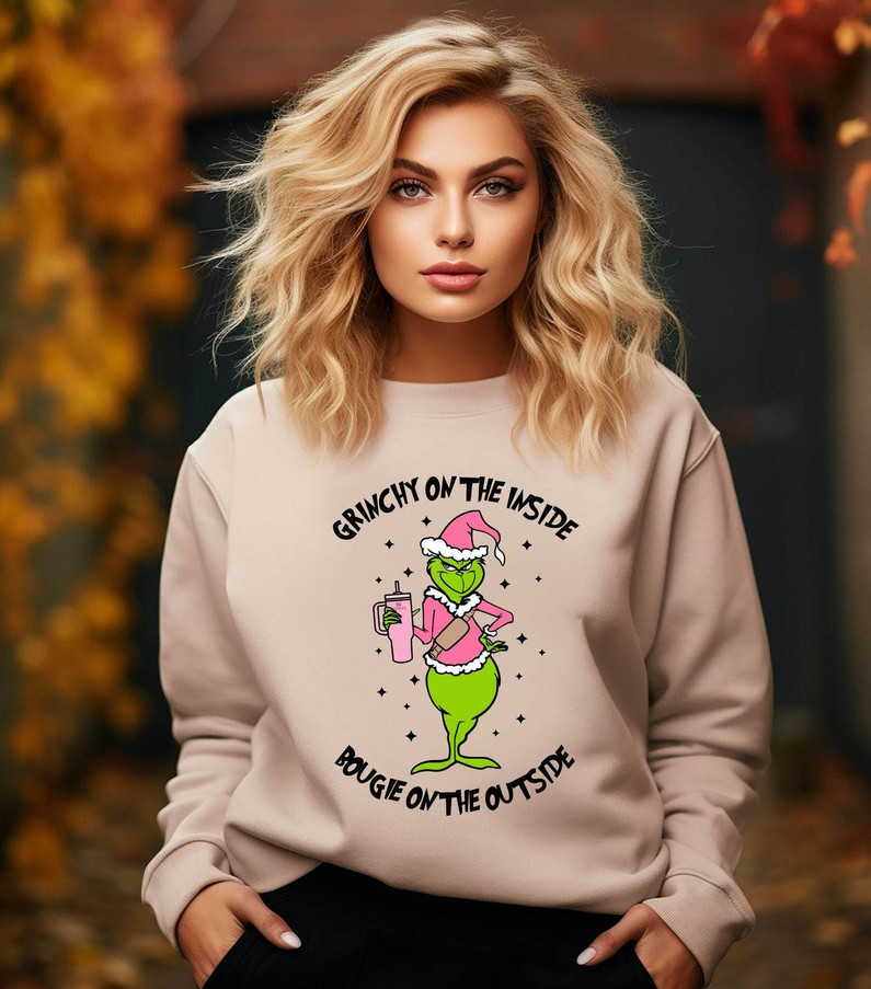 Grinchy And Bougie Cute Shirt, Christmas Grinch Sweater Long Sleeve