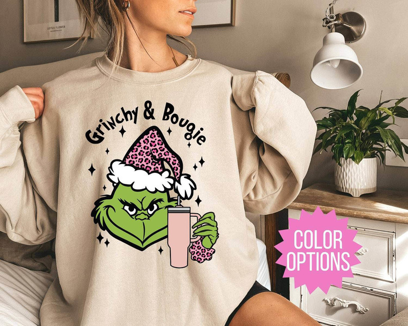 Grinchy And Bougie Funny Shirt, Grinch Christmas Tee Tops Short Sleeve