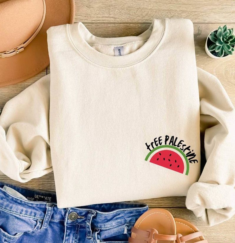 Palestine Watermelon Cute Shirt, Above Watermelon Graphic Sweater Long Sleeve