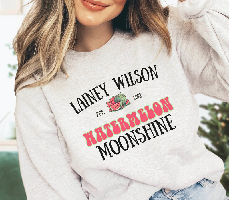 Cool Design Watermelon Moonshine Sweatshirt , Lainey Wilson Shirt Crewneck