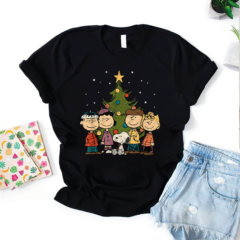 Creative Peanuts Christmas Shirt, Peanuts Christmas Group Unisex T Shirt Short Sleeve