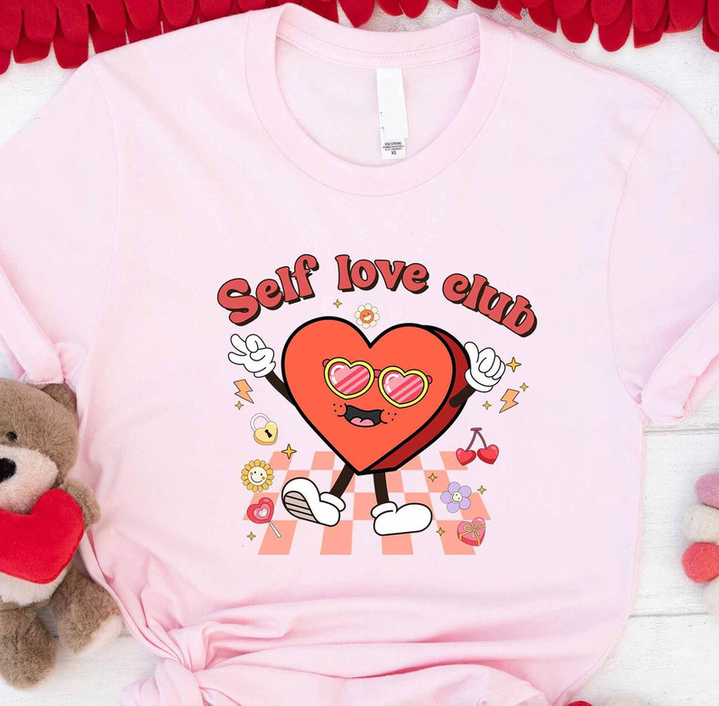 Groovy Self Love Club Shirt, Creative Valentine Unisex T Shirt Short Sleeve