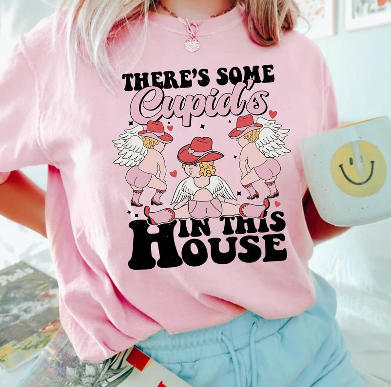 There's Some Cupid's In This House Shirt, Funny Valentines Day Short Sleeve Sweater