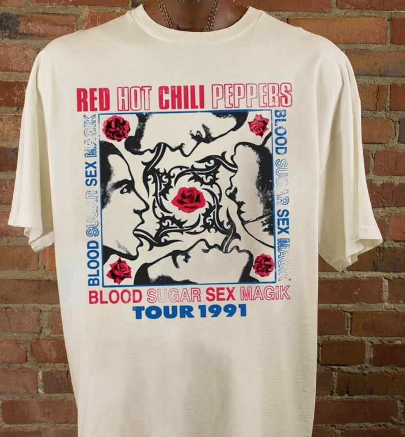 Blood Sugar Sex Magik Tour 1991 T Shirt, Red Hot Chili Peppers Shirt Crewneck