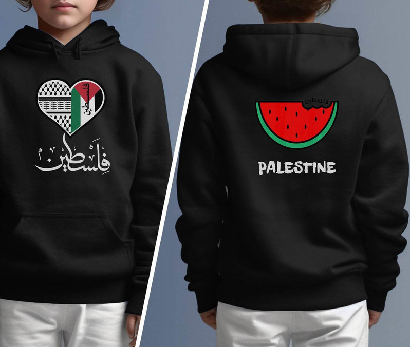 Palestinian Heart And Watermelon Hoodie, Palestine Watermelon Shirt Long Sleeve