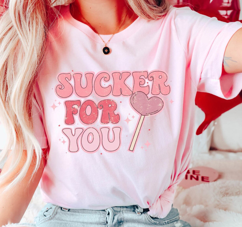 Funny Sucker For You Shirt, Retro Valentines Day Unisex Hoodie Long Sleeve