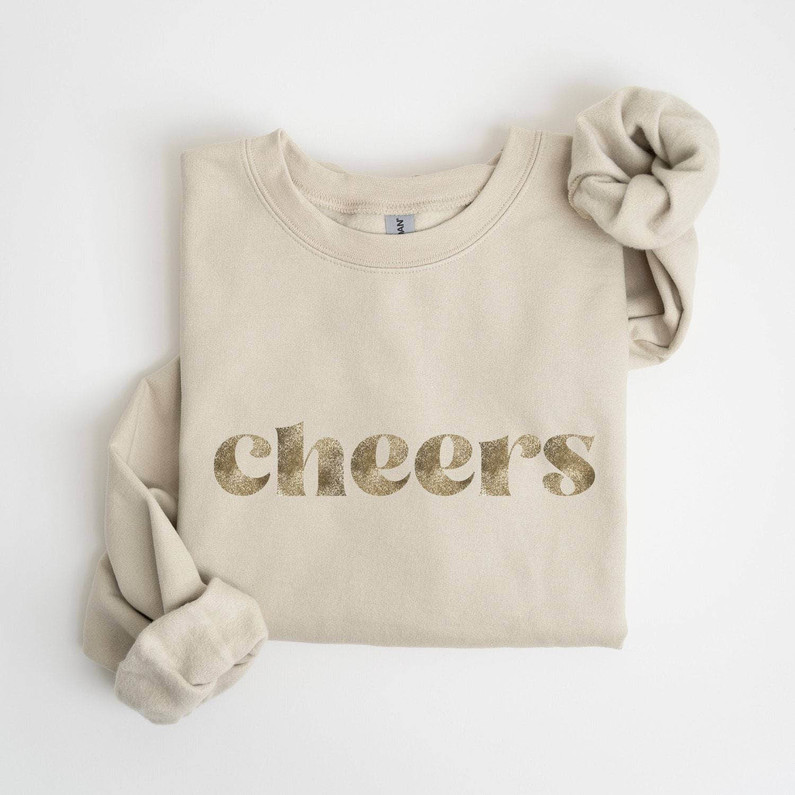 Vintage Cheers To The New Year Shirt, Faux Glitter Short Sleeve Unisex T Shirt