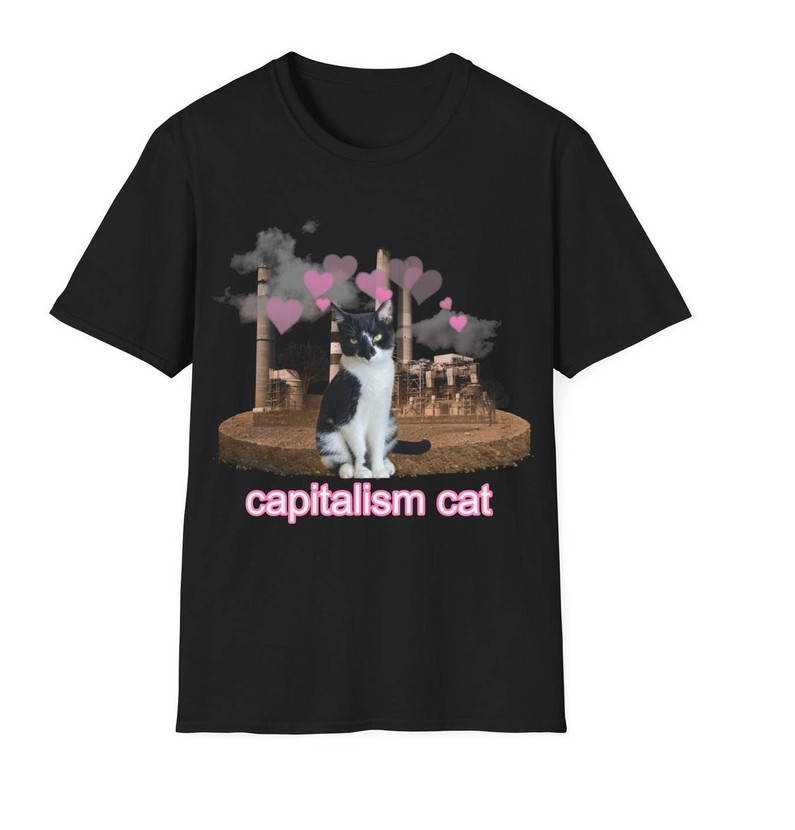 Cute Capitalism Cat Unisex Hoodie, Comfort I Eat Cement Cat Shirt Long Sleeve