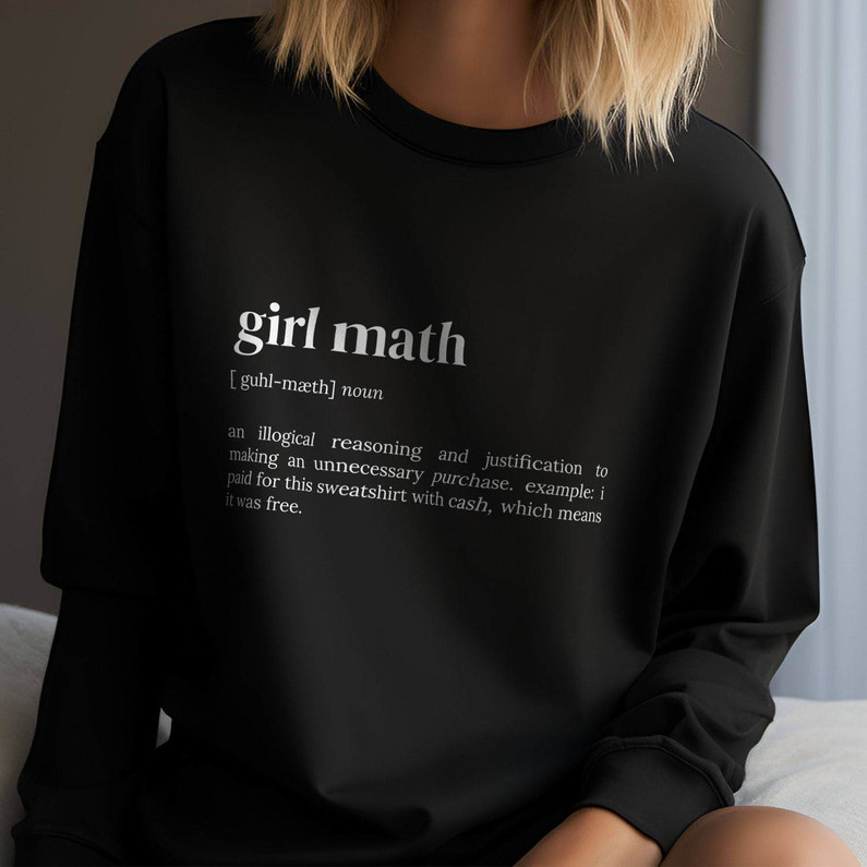 Comfort Girl Math Sweatshirt, Trendy Text Long Sleeve Unisex Hoodie