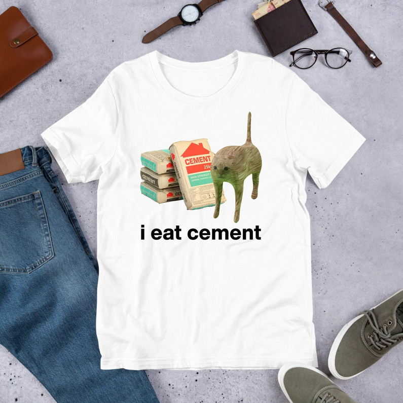 Groovy I Eat Cement Cat Shirt, Funny Meme Unisex T Shirt Long Sleeve