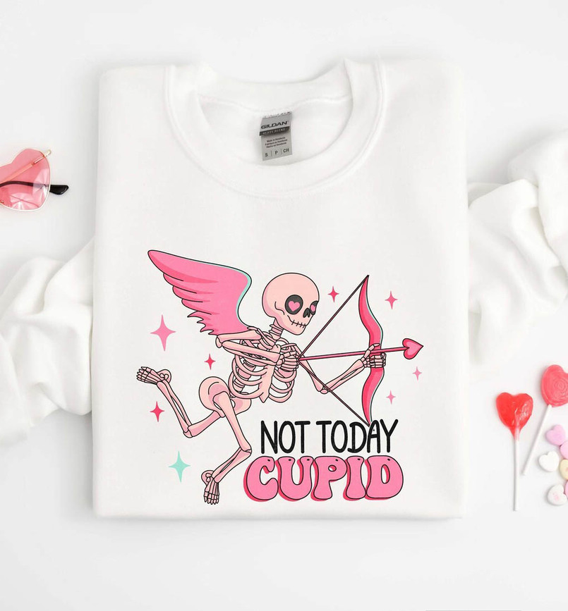Funny Not Today Cupid Shirt, Cupid Valentine Day Sweatshirt Short Sleeve