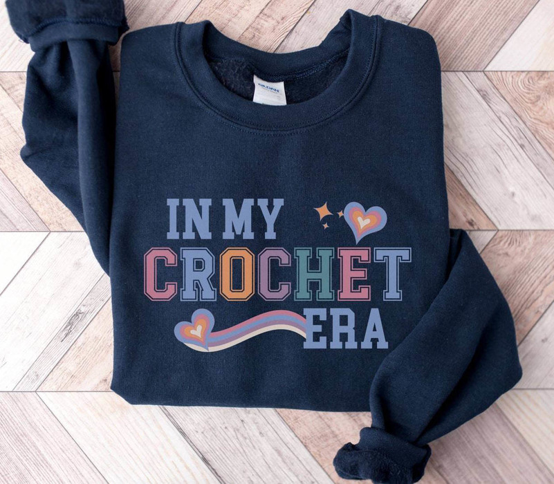 Vintage In My Crochet Era Shirt, Groovy Knitting Long Sleeve Unisex Hoodie