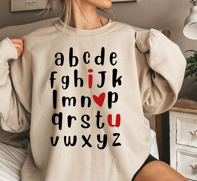 Alphabet I Love You Shirt, Alphabet Teacher Valentine's Day Shirt Long Sleeve