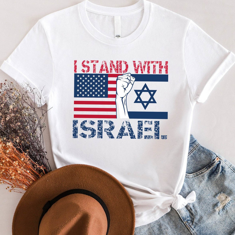 I Stand With Israel Vintage Shirt, Modern Israel Usa Flags Sweatshirt Crewneck