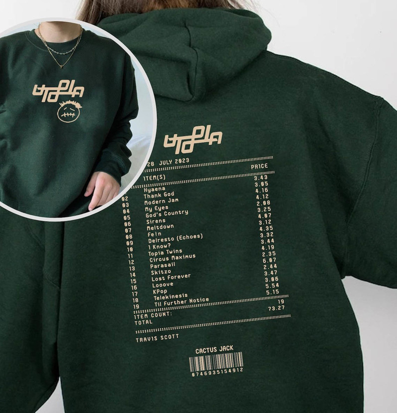 Comfort Travis Scott Shirt, Cool Design Utopia Tracklist Travis Long Sleeve Sweater