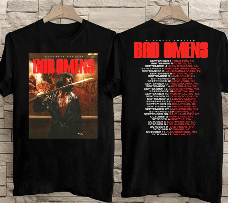 Groovy Bad Omens Concert Fall Tour 2023 T Shirt, Bad Omens Shirt Unisex Hoodie