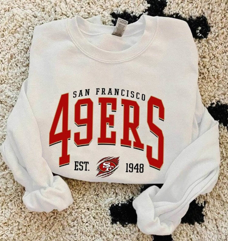 Comfort San Francisco Football Sweatshirt, Niners Short Sleeve Crewneck
