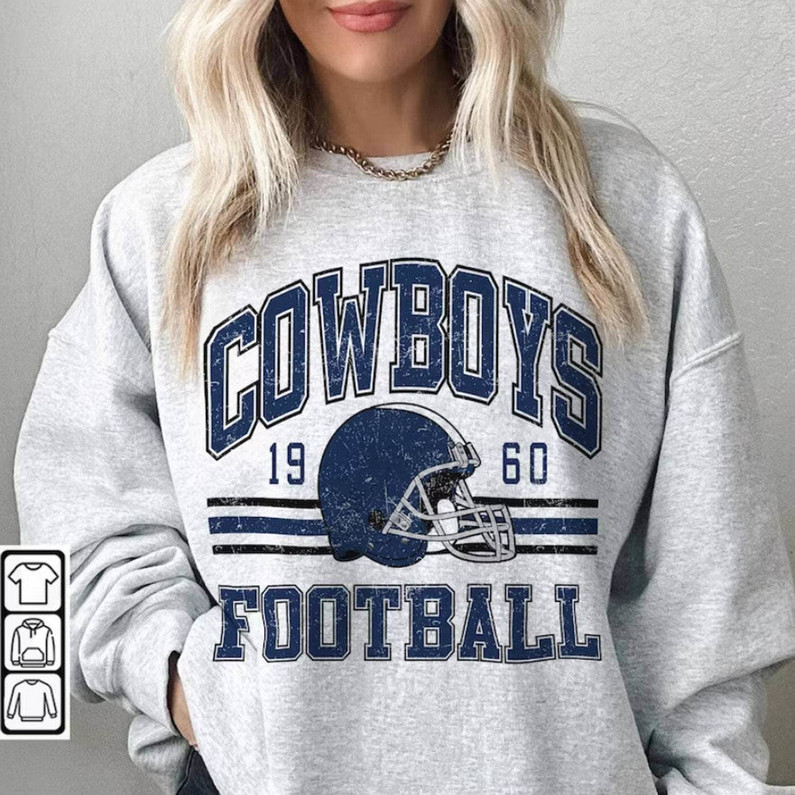 Retro Dallas Cowboys Shirt, Vintage Cowboys Football T Shirt Crewneck