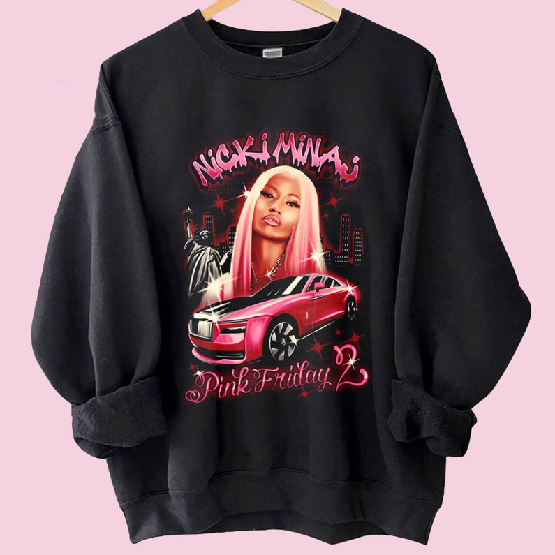 Vintage Nicki Minaj Shirt, Pink Friday 2 Airbrush Nicki Minaj Short Sleeve Tee Tops