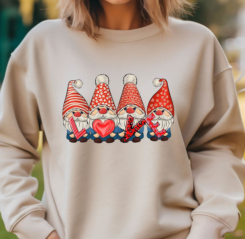 Trendy Love Gnome Valentines Sweatshirt, Couple Matching Sweater Crewneck