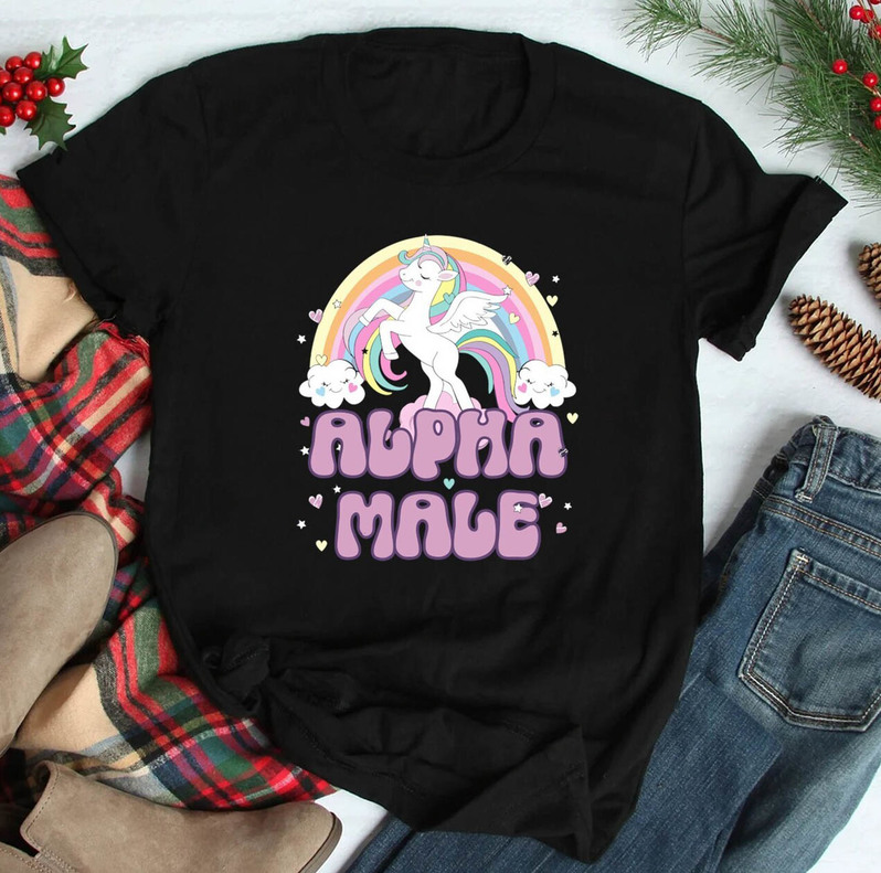 Creative Alpha Male Shirt, Ironic Alpha Male Unicorn Rainbow T Shirt Long Sleeve