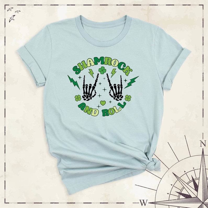 Shamrock And Roll Groovy Shirt, Must Have Saint Paddys Day Lucky T Shirt Short Sleeve
