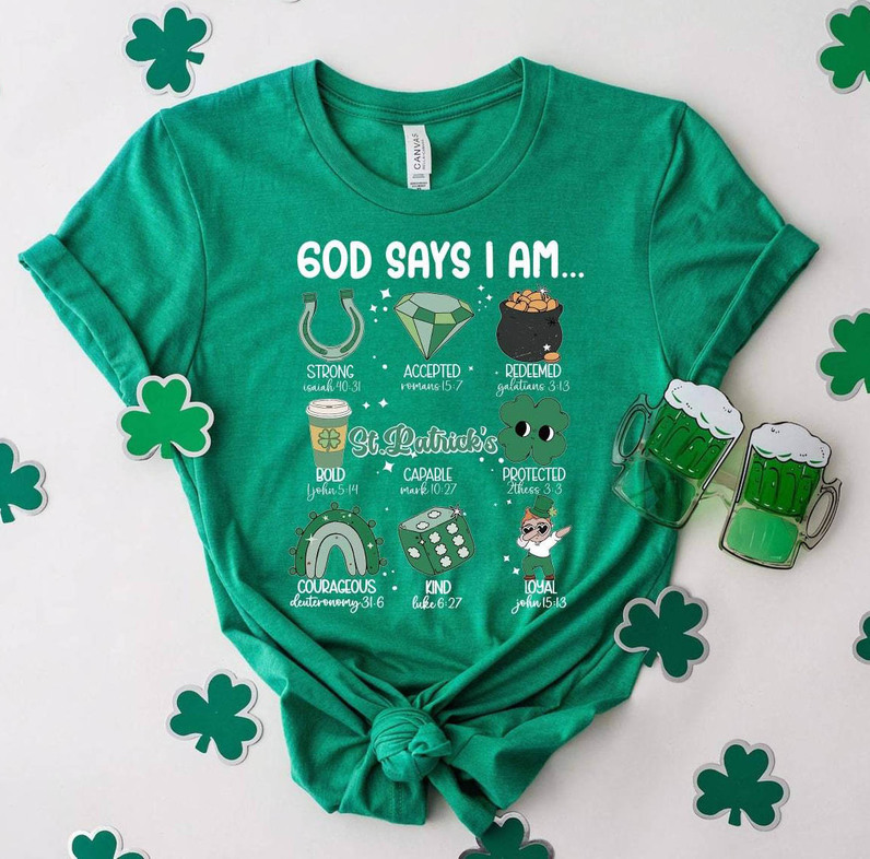 Awesome God Says I Am St Patrick's Day Shirt, Groovy Christian Sweater Crewneck