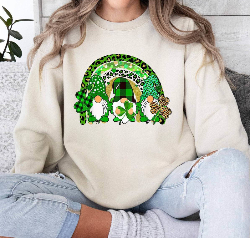 Limited St Patrick's Day Gnomes Shirt, Trendy St Patrick's Day Long Sleeve Crewneck