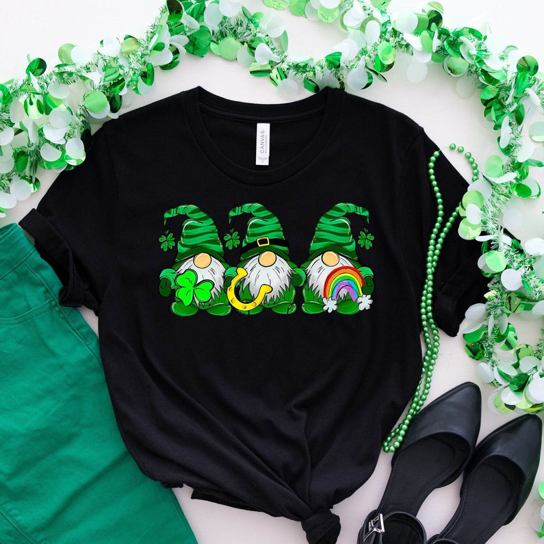 St Patrick's Day Gnomes Fantastic Shirt, Cute Clover Crewneck Unisex Hoodie