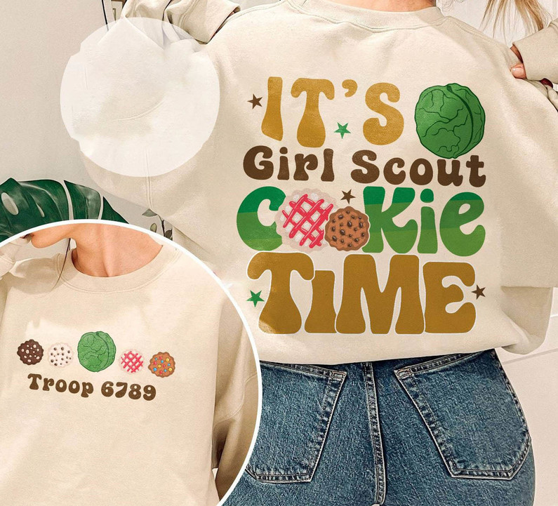 Cool Design Cookie Dealer Shirt, Troop Number Girl Scout Long Sleeve Short Sleeve