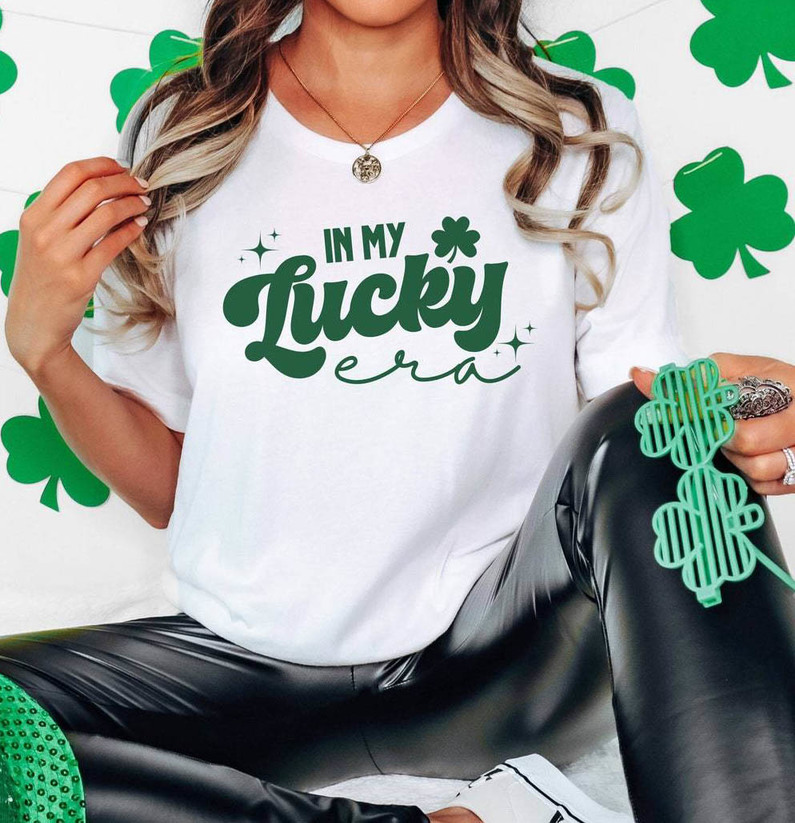 Must Have In My Lucky Era Shirt, Cute Irish Pride Shamrock Long Sleeve Tee Tops