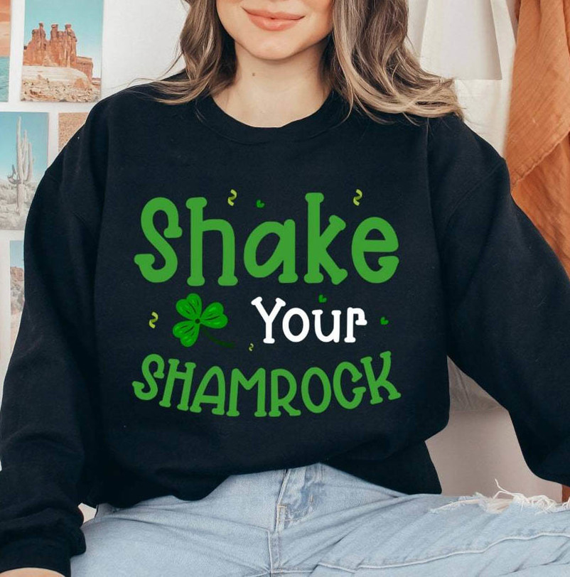 Funny Shake Your Shamrocks Sweatshirt, New Rare Women Irish Long Sleeve Sweater