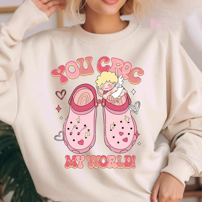 Awesome You Croc My World Shirt, Limited Cupid Valentine Sweater Tee Tops