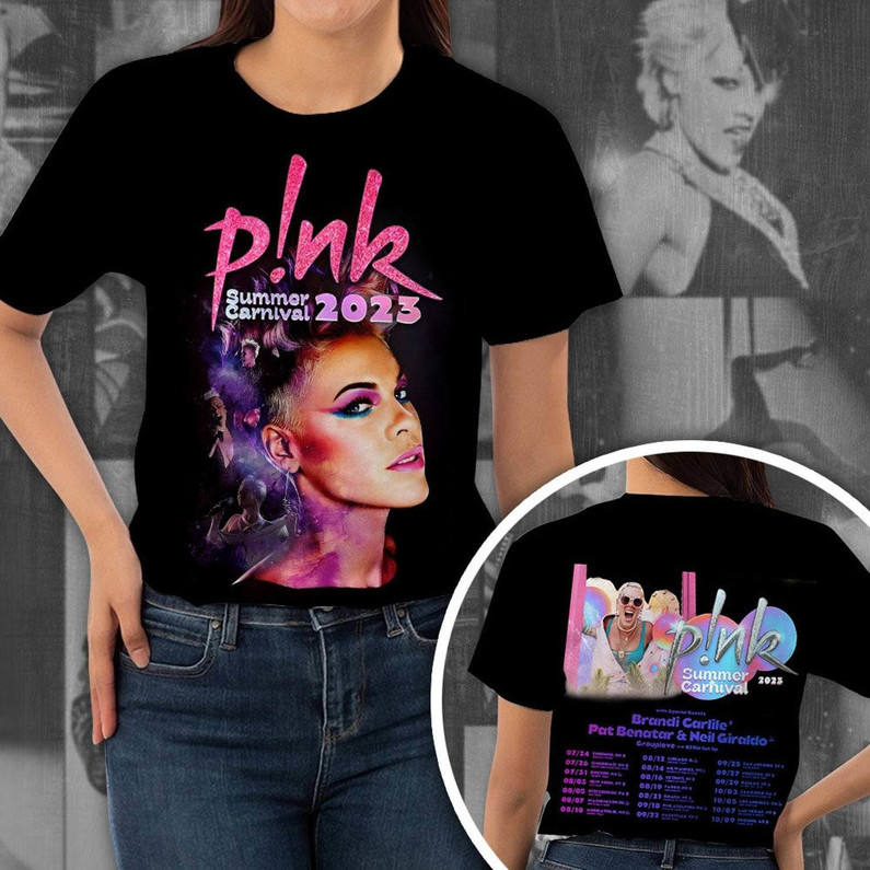 Pink Summer Carnival Inspirational Shirt, Retro Pink Albums Long Sleeve Unisex T Shirt