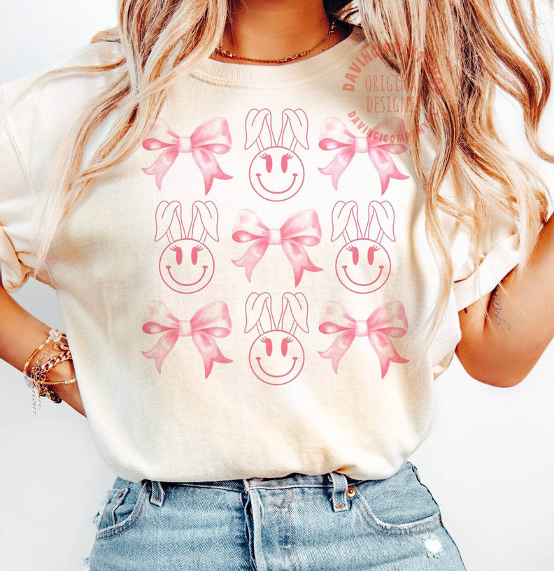 Coquette Bunny Soft Girl Shirt, Happy Easter Short Sleeve Long Sleeve